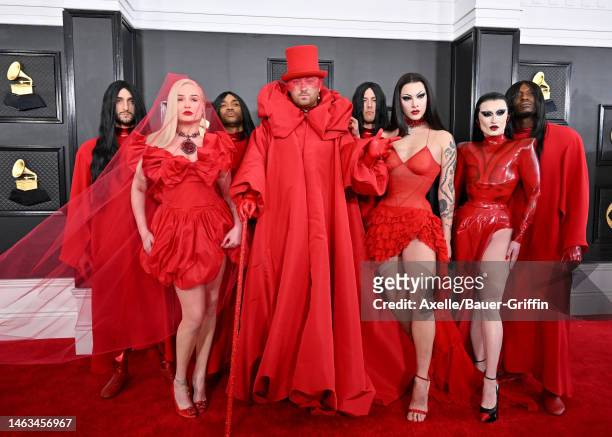 Kim Petras, Sam Smith, Violet Chachki and Gottmik attend the 65th GRAMMY Awards at Crypto.com Arena on February 05, 2023 in Los Angeles, California.