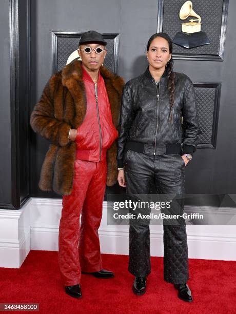 Pharrell Williams and Helen Lasichanh attend the 65th GRAMMY