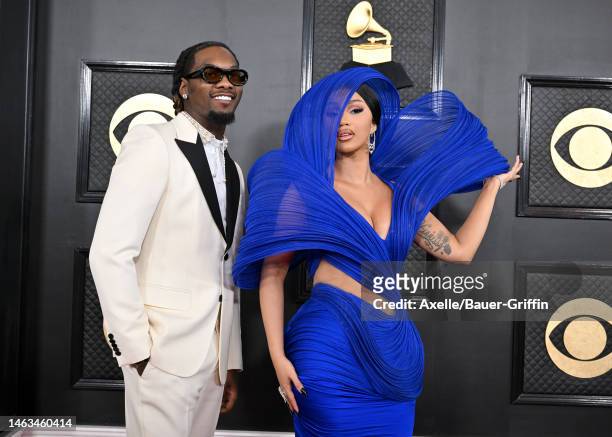 Offset and Cardi B attend the 65th GRAMMY Awards at Crypto.com Arena on February 05, 2023 in Los Angeles, California.