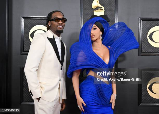 Offset and Cardi B attend the 65th GRAMMY Awards at Crypto.com Arena on February 05, 2023 in Los Angeles, California.