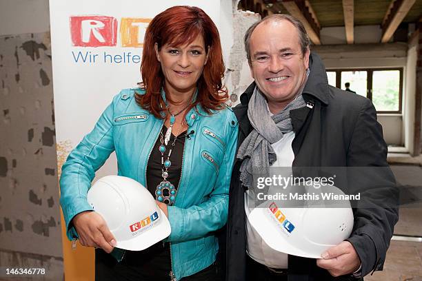 Andrea Berg and Wolfram Kons visit the Stups Children Center for the RTL Charity Marathon on June 13, 2012 in Krefeld, Germany.