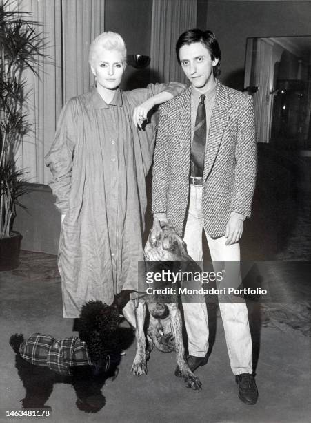 Italian singer Anna Oxa with her husband, italian musician Franco Ciani. Italy, 1985