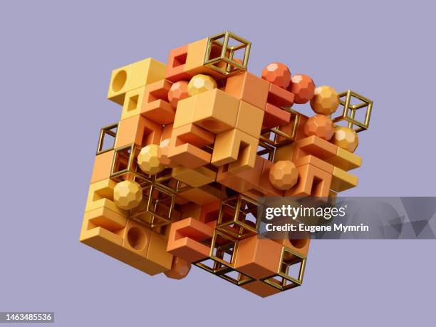 abstract data cubes and spheres connection - complexity stock pictures, royalty-free photos & images