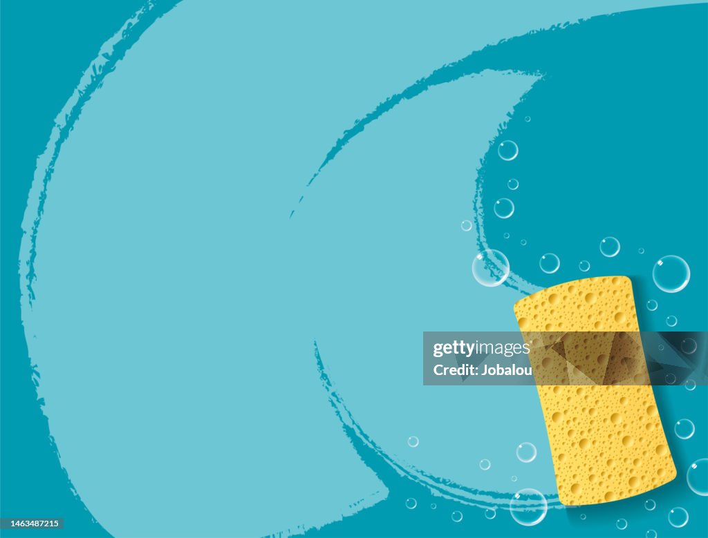 Sponge Hygiene and Cleanliness with a Surface Clean and Soap Bubbles