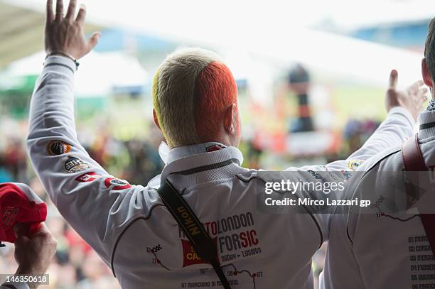 Fans remember Marco Simoncelli of Italy and San Carlo Honda Gresini with the "Road to London for Sic" during the "Day of Champions - Riders for...