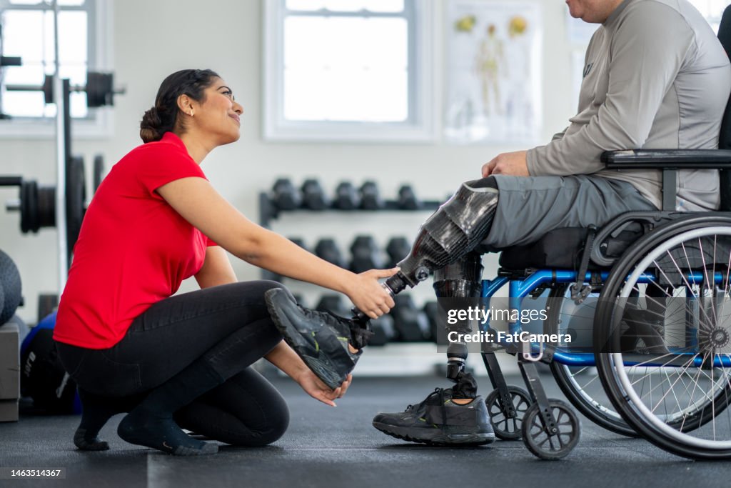 Physiotherapist Working with an Amputee