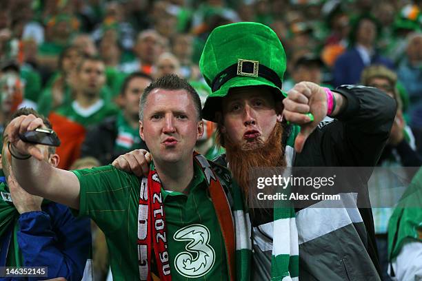 Republic of Ireland fans after the UEFA EURO 2012 group C match between Spain and Ireland at The Municipal Stadium on June 14, 2012 in Gdansk, Poland.