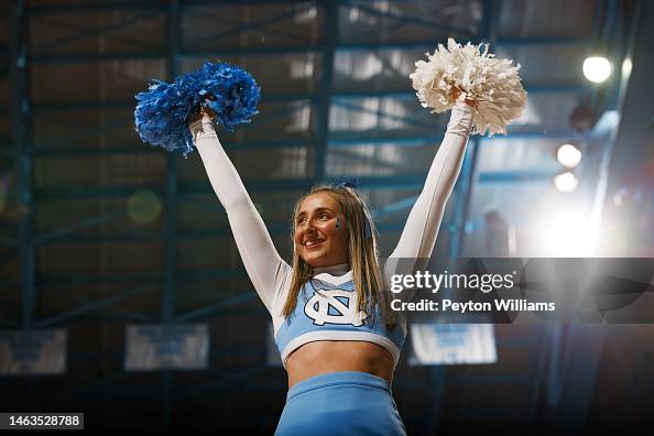 North Carolina Tar Heels cheerleader cheers during a game against the ...