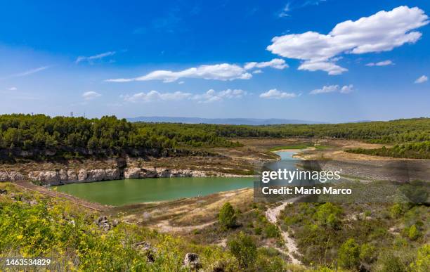 gaia reservoir in tarragona - pantano zona húmeda fotografías e imágenes de stock