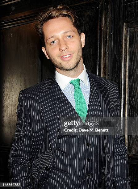 Writer Derek Blasberg attends as Tommy Hilfiger hosts a cocktail party to celebrate the launch of London Collections: Men at The Scotch of St. James...