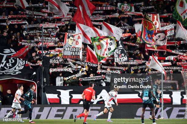 The Rayo Vallecano supporters are seen during the LaLiga Santander match between Rayo Vallecano and UD Almeria at Campo de Futbol de Vallecas on...