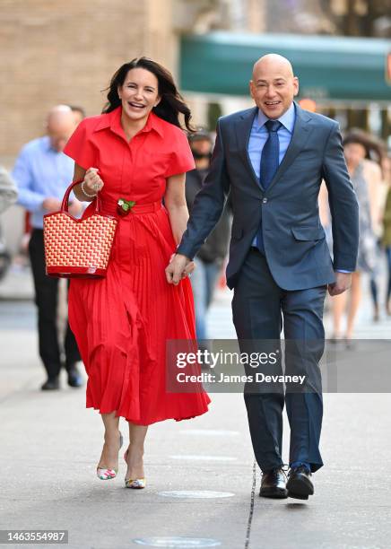 Kristin Davis and Evan Handler are seen on the set of "And Just Like That..." Season 2 the follow up series to "Sex and the City" on the Upper East...