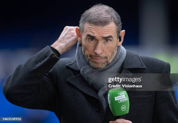 Former Arsenal player and BT Sport pundit Martin Keown before the Premier League match between Everton FC and Arsenal FC at Goodison Park on February...