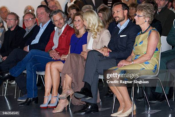 Ari Behn, Princess Martha Louise of Norway, Princess Mette-Marit of Norway and Prince Haakon of Norway attend opening of exhibition 'Landskap og Rom'...