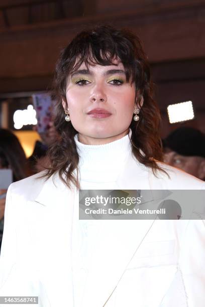 Madame attends the green carpet during the 73rd Sanremo Music Festival 2023 at Teatro Ariston on February 06, 2023 in Sanremo, Italy.