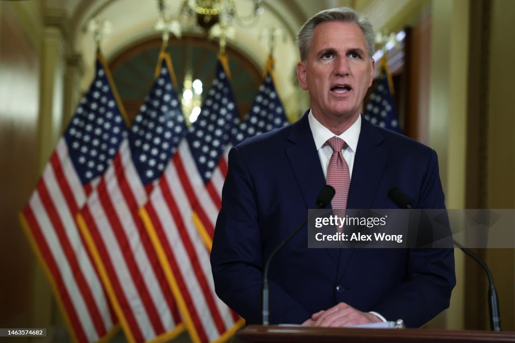 House Speaker Kevin McCarthy (R-CA) Speaks On The Debt Ceiling At The Capitol
