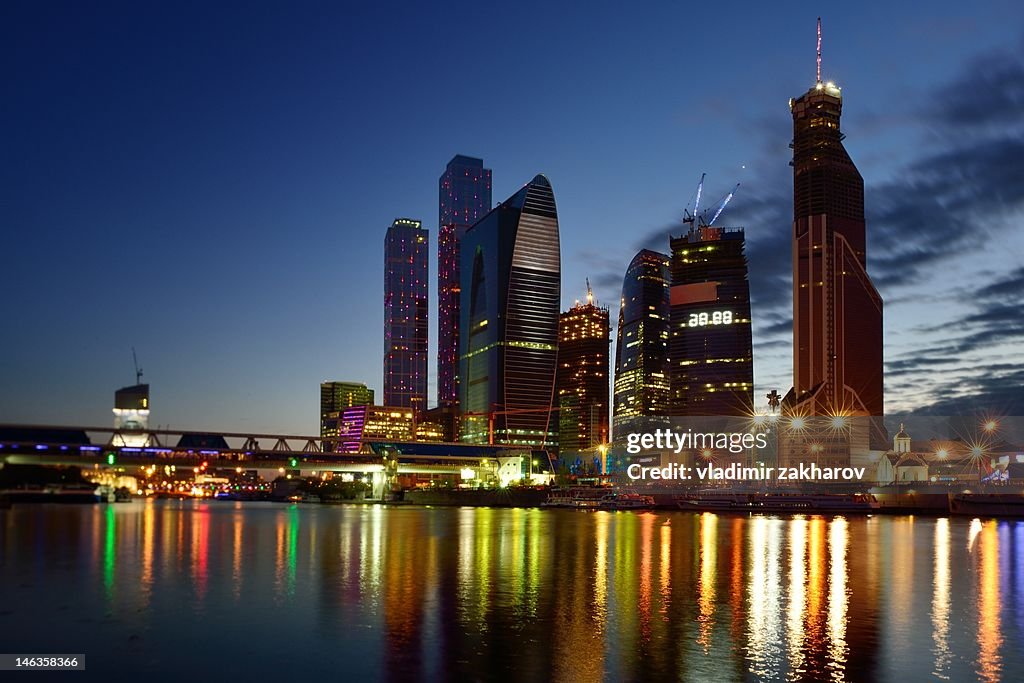 Moscow city at dusk