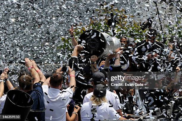 The Los Angeles Kings during the Los Angeles Kings Championship Parade and Rally on June 14, 2012 in Los Angels, California.