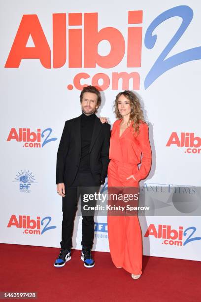 Philippe Lacheau and Élodie Fontan attend the "Alibi.com 2" Premiere at Le Grand Rex on February 06, 2023 in Paris, France.