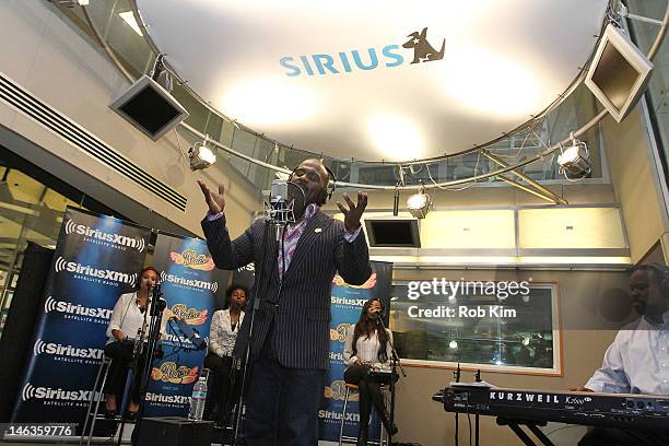 BeBe Winans performs live during a special edition of his SiriusXM show, "The BeBe Experience," on Praise in the SiriusXM Studio on June 14, 2012 in...