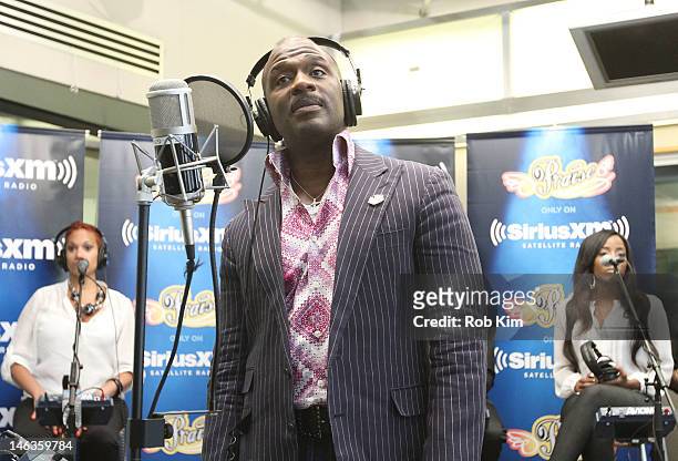 BeBe Winans performs live during a special edition of his SiriusXM show, "The BeBe Experience," on Praise in the SiriusXM Studio on June 14, 2012 in...