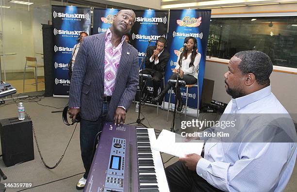 BeBe Winans performs live during a special edition of his SiriusXM show, "The BeBe Experience," on Praise in the SiriusXM Studio on June 14, 2012 in...