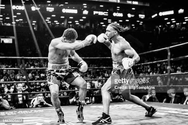 Keith Thurman defeats Shawn Porter by Unanimous Decsion in their WBA Welterweight title fight at the Barclays Center on June 25, 2016 in the Brooklyn...