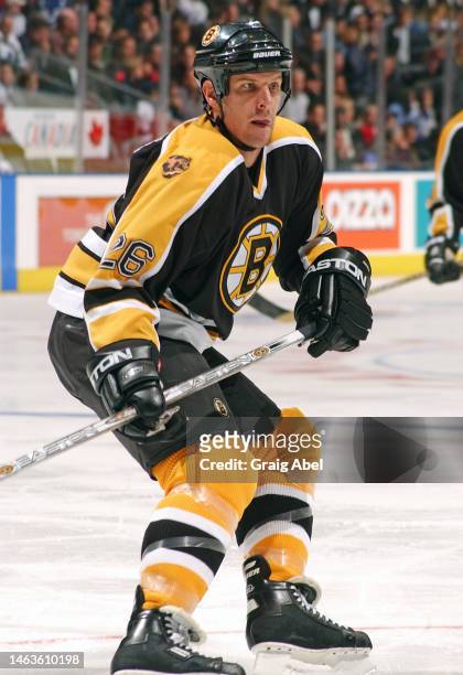 Mike Knuble of the Boston Bruins skates against the Toronto Maple Leafs during NHL game action on October 21, 2002 at Air Canada Centre in Toronto,...