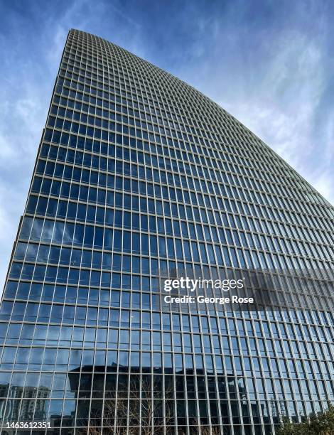 New condominum and office highrise building along West 2nd Street in the Seaholm Power Plant District is viewed on January 17 in Austin, Texas....