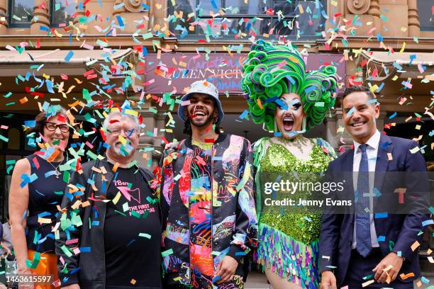 Janine Middleton AM, co-chair of Australian Equality and LGBTQIA+ Ally, Ken Davis, Queer activist and original Mardi Gras initiator, Indigenous Drag...