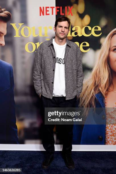 Ashton Kutcher attends the Your Place Or Mine New York Screening at The Paris Theatre on February 06, 2023 in New York City.