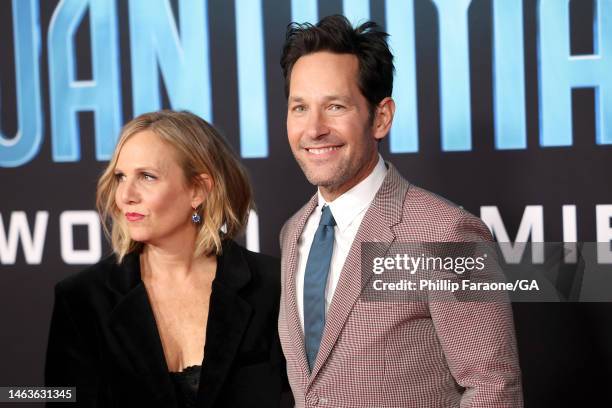 Julie Yaeger and Paul Rudd attend Marvel Studios' “Ant-Man And The Wasp: Quantumania" at Regency Village Theatre on February 06, 2023 in Los Angeles,...