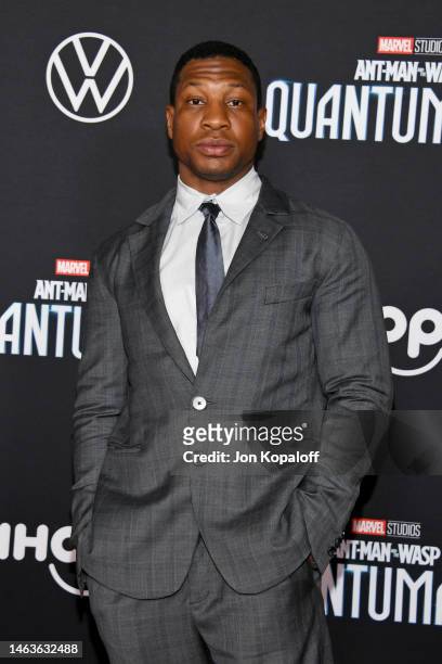 Jonathan Majors attends Marvel Studios' “Ant-Man And The Wasp: Quantumania" at Regency Village Theatre on February 06, 2023 in Los Angeles,...