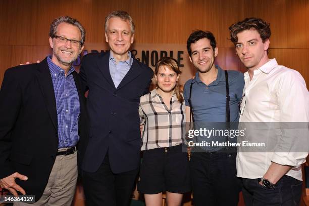 Author Ridley Pearson, playwright Rick Elice, actress Celia Keenan-Bolger, actor Adam Chanler-Berat and actor Christian Borle attend the "Peter And...