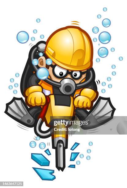 underwater construction worker - character constructor stock illustrations