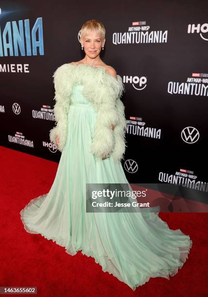 Evangeline Lilly attends the Ant-Man and The Wasp Quantumania world premiere at Regency Village Theatre in Westwood, California on February 06, 2023.