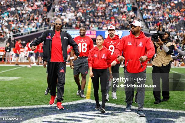 Captain Snoop Dogg, AFC middle linebacker Roquan Smith of the Baltimore Ravens, AFC offensive coordinator Diana Flores, AFC placekicker Justin Tucker...