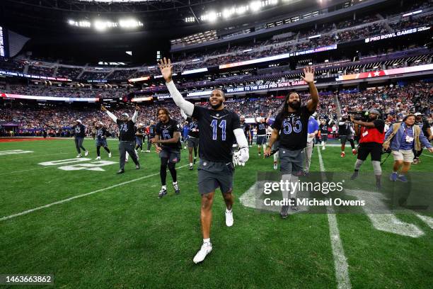 Defensive tackle Daron Payne of the Washington Commanders, NFC cornerback Jalen Ramsey of the Los Angles Rams, NFC outside linebacker Micah Parsons...