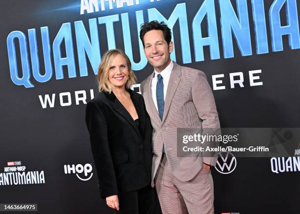 Julie Yaeger and Paul Rudd attend Marvel Studios' “Ant-Man and The Wasp: Quantumania" at Regency Village Theatre on February 06, 2023 in Los Angeles,...