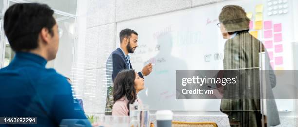 corporate employees using kanban technique - agility stock pictures, royalty-free photos & images