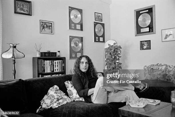 Ronnie James Dio lead singer with Rainbow posed at his home in Los Angeles in June 1977.
