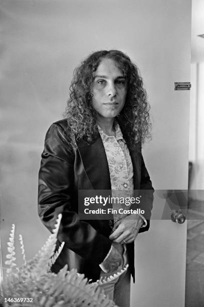 Ronnie James Dio lead singer with Rainbow posed at his home in Los Angeles in June 1977.