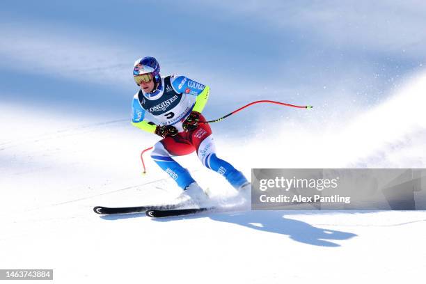 Alexis Pinturault of France reacts following their run in Super G as part of Men's Alpine Combined at the FIS Alpine World Ski Championships on...