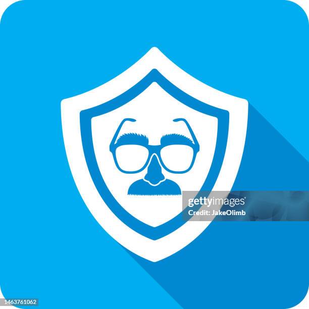 shield disguise icon silhouette - comedy glasses stock illustrations