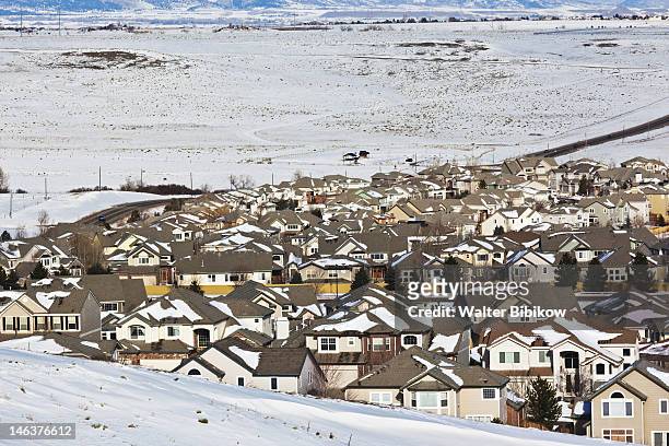 greater denver suburban development - denver winter stock pictures, royalty-free photos & images