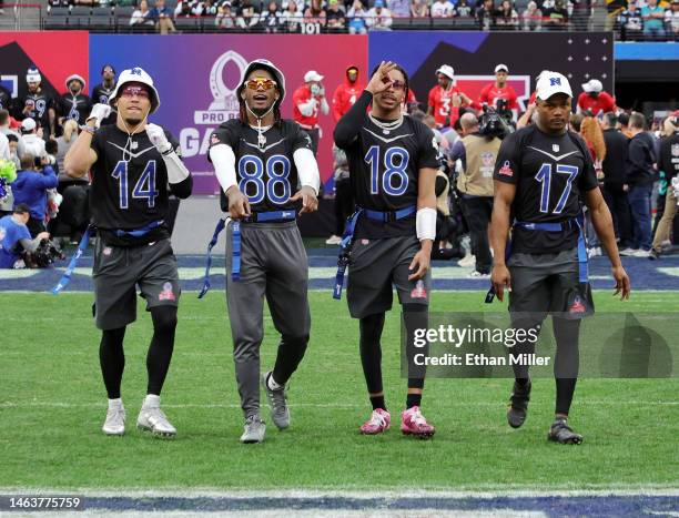 Players Amon-Ra St. Brown of the Detroit Lions, CeeDee Lamb of the Dallas Cowboys, Justin Jefferson of the Minnesota Vikings and Terry McLaurin of...