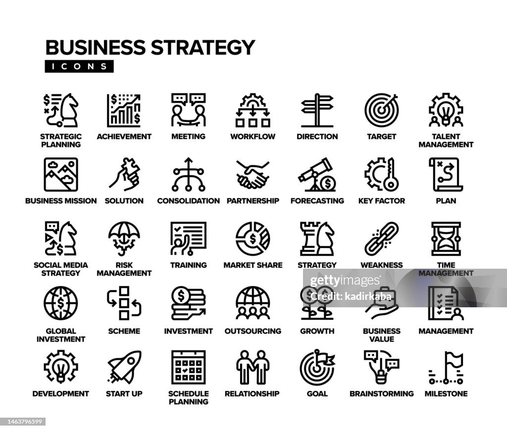 Business Strategy Line Icon Set