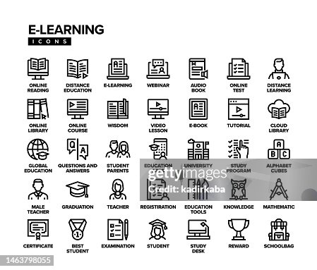 E-Learning Line Icon Set E-Learning Line Icon Set