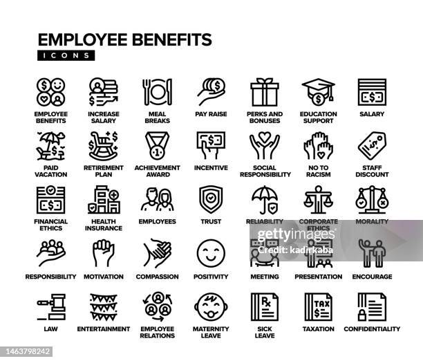 employee benefits line icon set - maternity leave 幅插畫檔、美工圖案、卡通及圖標