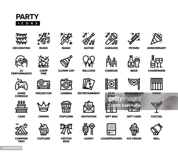 party line icon set - buffet stock illustrations